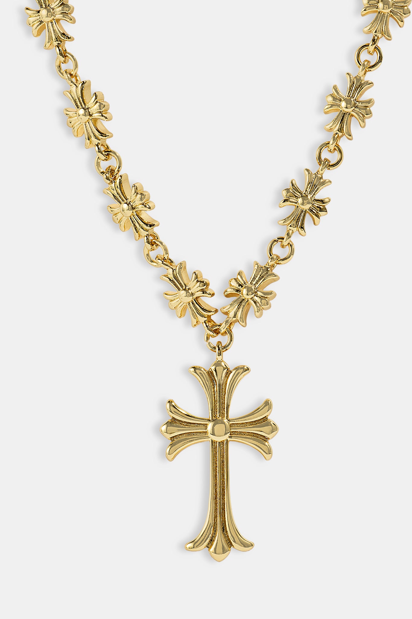 Polished Multi Cross Motif Necklace - 30mm - Gold